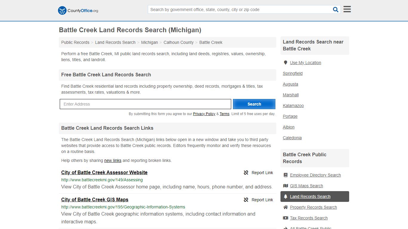 Battle Creek Land Records Search (Michigan) - County Office