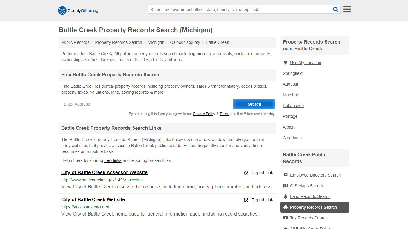 Battle Creek Property Records Search (Michigan) - County Office